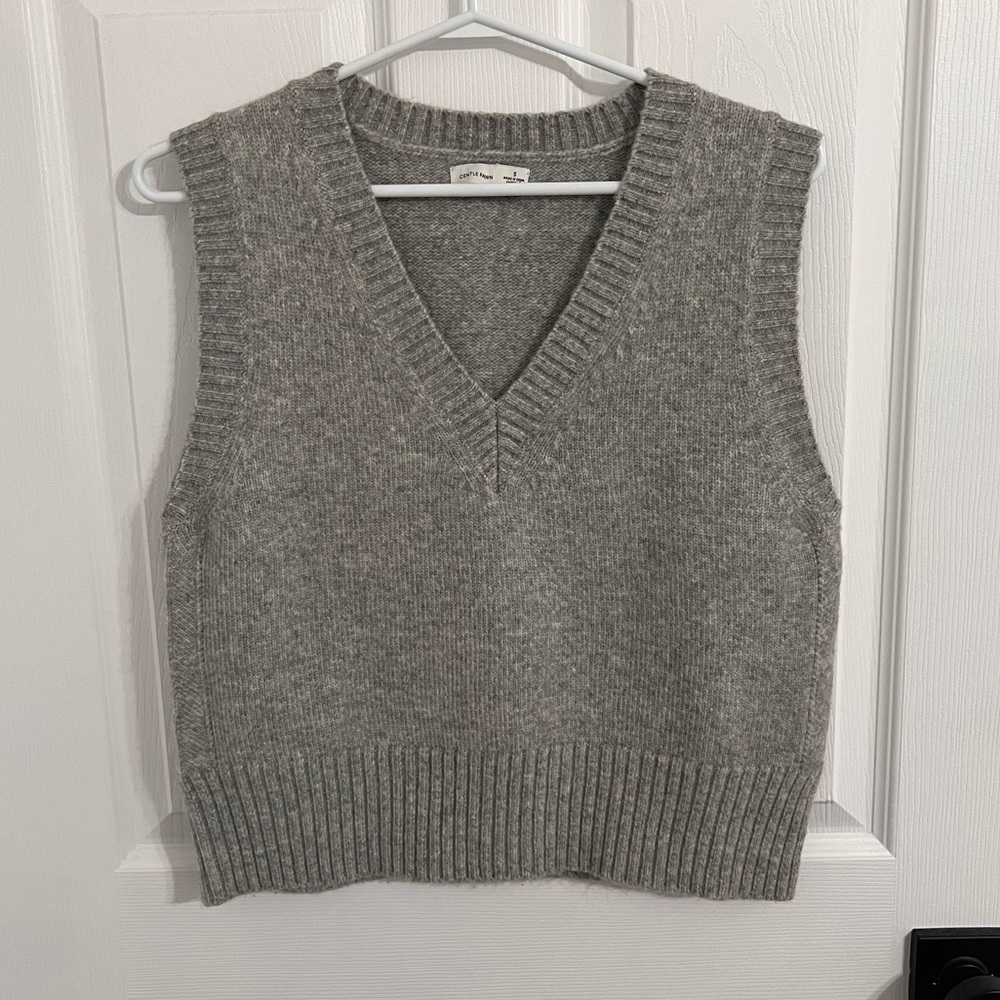 Gentle Fawn Heather Gray V-Neck Knit Sweater Vest